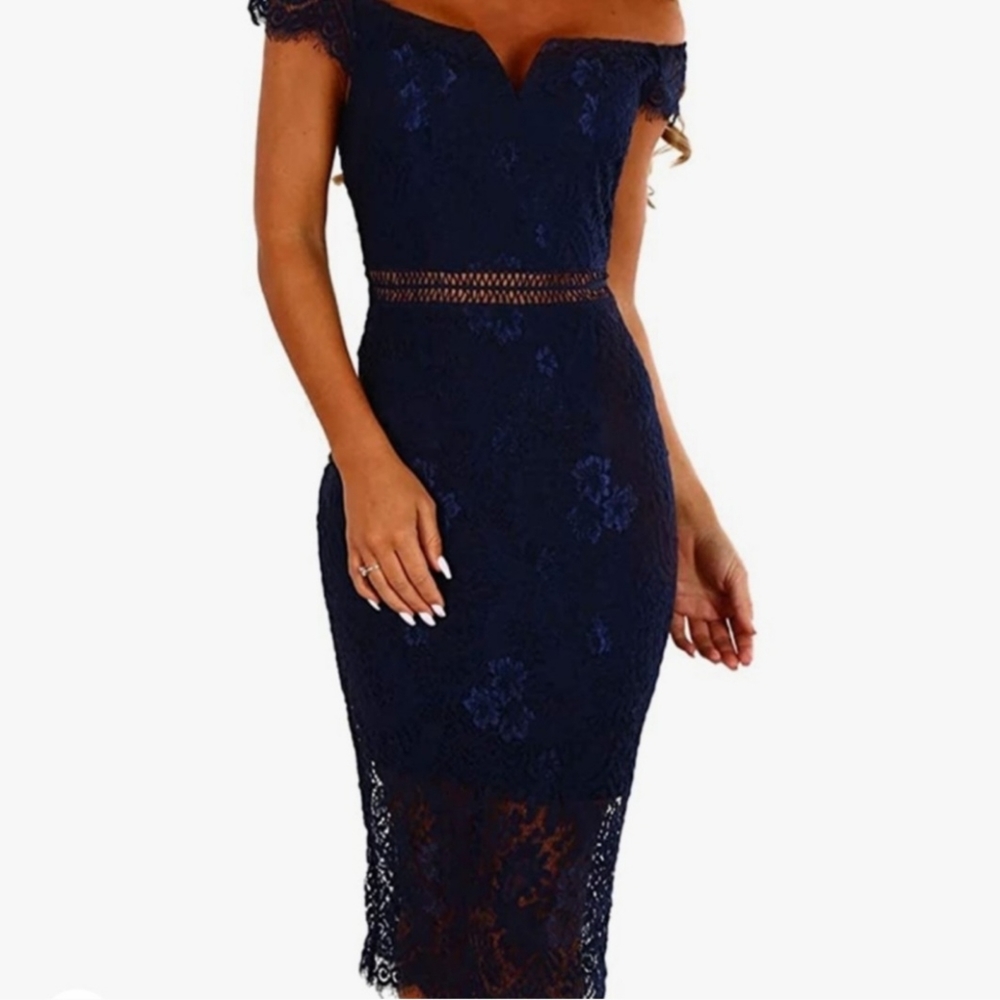 Navy Blue Lace Dress